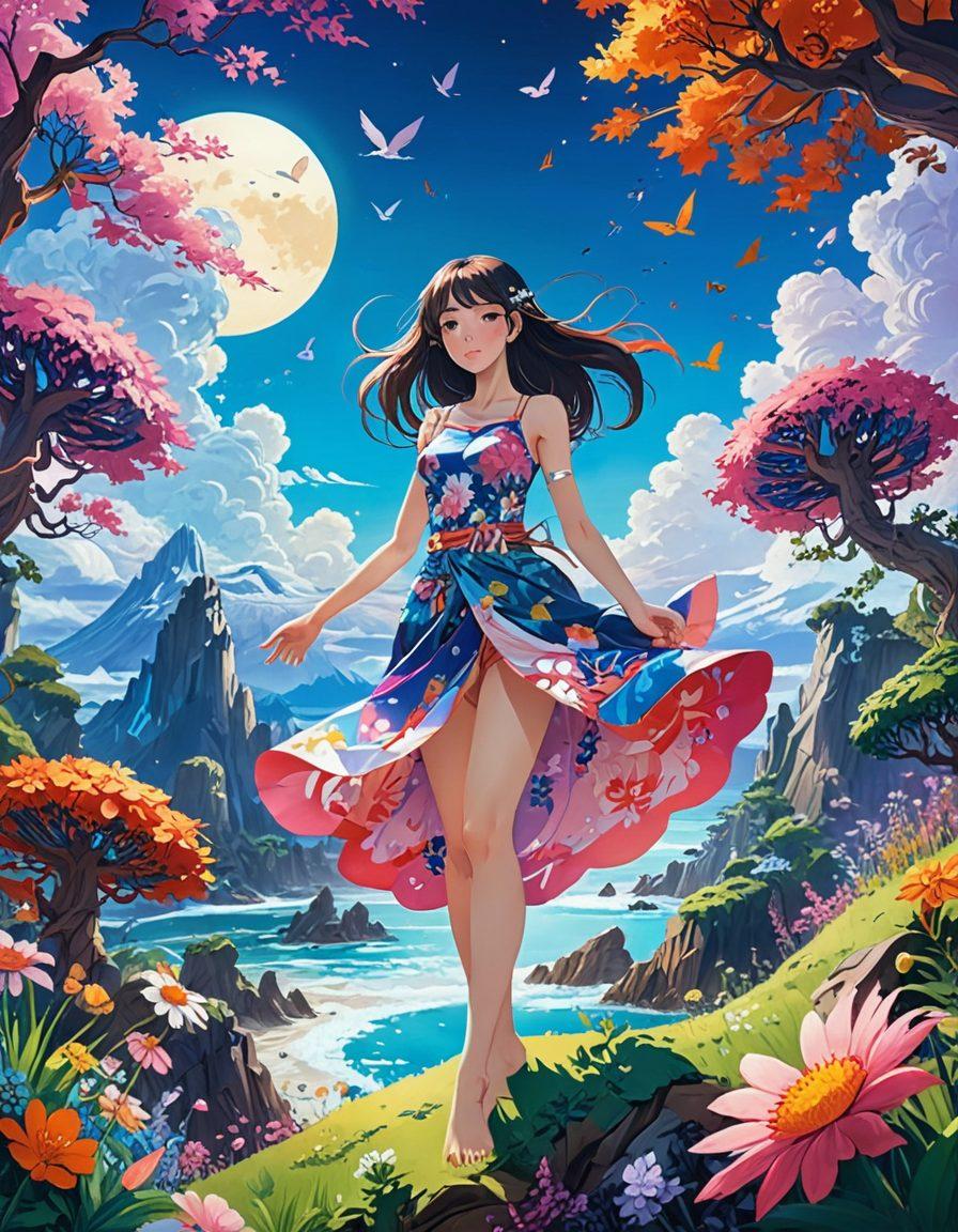 A whimsical fusion of anime character illustrations depicting vibrant, playful scenes of adult animation and erotic art, showcasing a colorful array of styles and expressions. The background features a mix of surreal landscapes, with bold colors and imaginative elements, inviting the viewer into a fantastical world of creativity. Soft focus effects can be seen to enhance the dreamlike quality of the image. cartoonish, vibrant colors, surreal backgrounds.